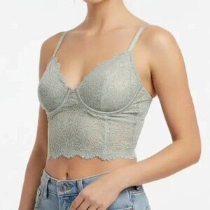 Victoria's Secret Floral Lace Unlined Long Line Demi Bra Corset Top. 34C.